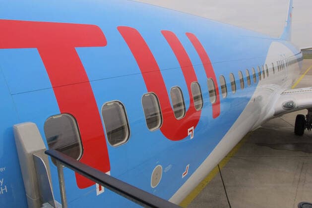 TUI Boeing aircraft on the tarmac of Hannover Langenhagen Airport Ready for take-off for a 4.5 hour flight to Fuerteventura seen on 06 01 2020