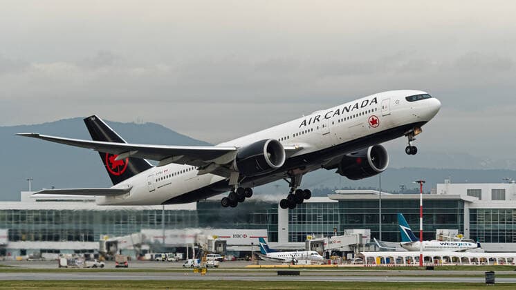 January 30, 2020, Richmond, British Columbia, Canada: An Air Canada Boeing 777-200LR (C-FIUJ) wide-body jet airliner takes off from Vancouver International Airport, on a flight from Vancouver to Hong Kong, Thursday, January 30, 2020. Richmond Canada - ZUMAs202 20200130_zap_s202_001 Copyright: xBaynexStanleyx