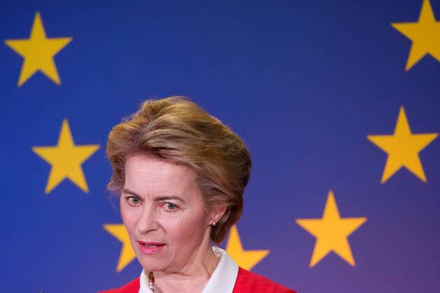 (200131) -- BRUSSELS, Jan. 31, 2020 -- European Commission President Ursula von der Leyen speaks at a press conference on the future of Europe at the Parlamentarium in Brussels, Belgium, Jan. 31, 2020. The United Kingdom s (UK) withdrawal agreement will enter into force upon the UK s exit from the EU on Friday night, ending the country s 47-year membership. ) (PORTRAITS)BELGIUM-BRUSSELS-EU-LEADERS-BREXIT ZhangxCheng 