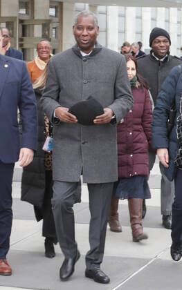 January 31, 2020, New York, NY, USA: United Nations, New York, USA, January 31, 2020 - Tijjani Muhammad-Bande, President of the seventy-fourth session of the United Nations General Assembly, meets with a group of students to mark Black History Month by the Ark of Return , today at the UN Headquarters in New York. The Ark is inviting people to contemplate the legacy of the slave trade and to fight against racism and prejudice today.Photo: EuropaNewswire..PHOTO CREDIT MANDATORY. New York USA - ZUMAra1_ 20200131_zap_ra1_003 Copyright: xLuizxRampelottox