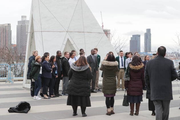 January 31, 2020, New York, NY, USA: United Nations, New York, USA, January 31, 2020 - Tijjani Muhammad-Bande, President of the seventy-fourth session of the United Nations General Assembly, meets with a group of students to mark Black History Month by the Ark of Return , today at the UN Headquarters in New York. The Ark is inviting people to contemplate the legacy of the slave trade and to fight against racism and prejudice today.Photo: EuropaNewswire..PHOTO CREDIT MANDATORY. New York USA - ZUMAra1_ 20200131_zap_ra1_014 Copyright: xLuizxRampelottox