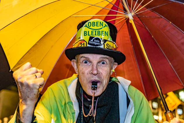 DEU, Germany, Baden Württemberg, Stuttgart, 03 02 2020 Against it and for the 500th time Several thousand opponents of the railway station took to the streets in Stuttgart week after week they persistently demonstrate against the new through station, the Stuttgart 21 project