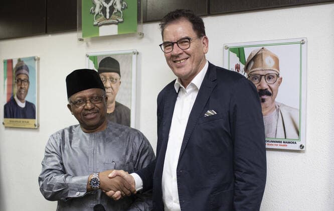 German Development Minister Gerd Mueller, CSU, meets Osagie Ehanire, Health Minister of Nigeria, 03 02 2020 Abuja Nigeria Copyright: xUtexGrabowsky photothek.netx