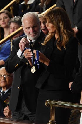 February 4, 2020, Washington, DC, USA: 2 5 20 -US Capitol -Washington, DC..President Donald J. Trump delivers his State of The Union Address to the nation during the midst of his impeachment trial. President Trump announces he is having First Lady Melania award Talk Show Radio Host Rush Limbaugh the Presidential Medal of Freedom during the State of The Union Address. Washington USA - ZUMAb189 20200204_znp_b189_027 Copyright: xChristyxBowex