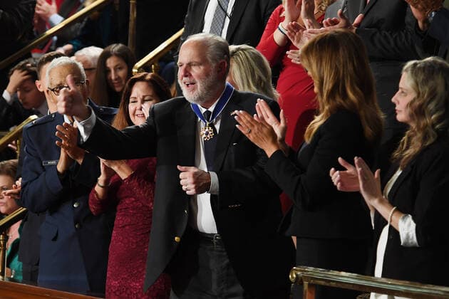 February 4, 2020, Washington, DC, USA: 2 5 20 -US Capitol -Washington, DC..President Donald J. Trump delivers his State of The Union Address to the nation during the midst of his impeachment trial. President Trump announces he is having First Lady Melania award Talk Show Radio Host Rush Limbaugh the Presidential Medal of Freedom during the State of The Union Address. Washington USA - ZUMAb189 20200204_znp_b189_029 Copyright: xChristyxBowex