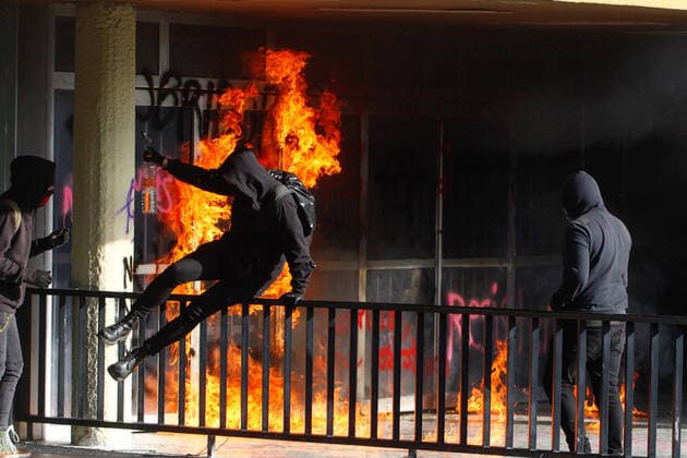 February 4, 2020 EUM20200204SOC14 JPG MEXICO CITY Protest UNAM Protest February 4, 2020 Hooded people painted and set fire to the interior of the Rectory during the demonstration of students from National High School 9 in front of UNAM Photo Agency EL UNIVERSALKarina ContrerasEELG  - ZUMAu78_ 20200204_zaf_u78_042 Copyright: xElxUniversalx