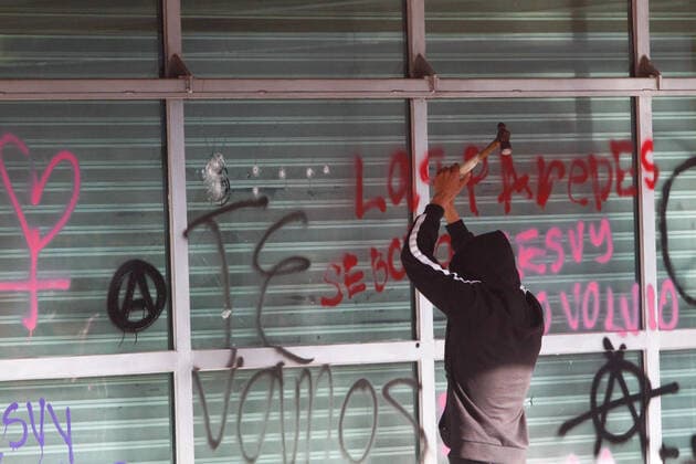 February 4, 2020 EUM20200204SOC15 JPG CIUDAD DE MEXICO ProtestProtest UNAM February 4, 2020 Hooded people painted during the demonstration of students from the National High School 9 demonstrate in front of the Rectory of the UNAM Photo Agency EL UNIVERSALKarina ContrerasEELG  - ZUMAu78_ 20200204_zaf_u78_043 Copyright: xElxUniversalx