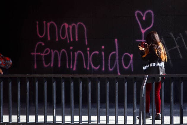 February 4, 2020 EUM20200204SOC20 JPG CIUDAD DE MEXICO ProtestProtest UNAM February 4, 2020 Hooded people painted during the demonstration of students from the National High School 9 demonstrate in front of the Rectory of the UNAM Photo Agency EL UNIVERSALKarina ContrerasEELG  - ZUMAu78_ 20200204_zaf_u78_048 Copyright: xElxUniversalx
