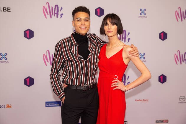 Sports journalist Aster Nzeyimana and Actress Lize Feryn pictured during the 13th edition of the MIA s (Music Industry Award) award show, in Brussels, Thursday 06 February 2020. The MIA awards are handed out by the VRT and Poppunt.  JAMESxARTHURxGEKIERE 2469917