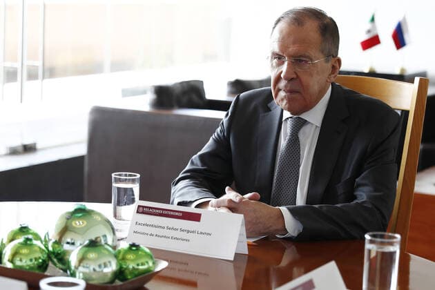 MEXICO CITY, MEXICO - FEBRUARY 6, 2020: Russia s Foreign Minister Sergei Lavrov during a meeting with Marcelo Ebrard, Mexico s Foreign Secretary. Russian Foreign Ministry TASS  TS0CD611