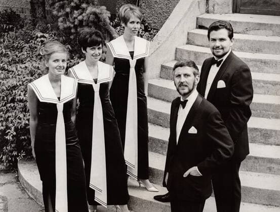 Rosy-Singers, deutsche Musikgruppe, bestehend aus Rosi Rohr, Angelika Metzger, John Wiseman und Rolf Jage, Deutschland ca. 1965. German music and singing group Rosy Singers , Germany ca. 1965. Nur redaktionelle Nutzung. Editorial usage only. Copyright: ArthurxGrimm UnitedArchives82005274