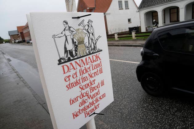 Reunion 2020 Danish German border Voting party in Vester Sottrup at Soenderborg Sunday, February 9, 2020 In the city, election posters are hanging up from that time, Vester Sottrup Denmark,  Copyright: ClausxFisker ClausxFiskerx COP101 spdk20200209-172902-L