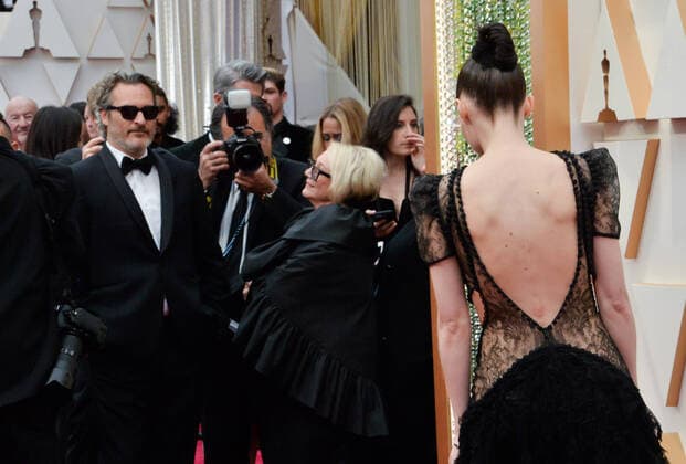 Joaquin Phoenix and Rooney Mara arrive for the 92nd annual Academy Awards at the Dolby Theatre in the Hollywood section of Los Angeles on Sunday, February 9, 2020.  LAP20200209355 JIMxRUYMEN