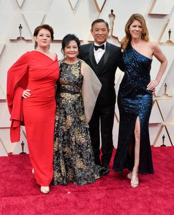 (L-R) Laura Nix, Millie Cao, Paul Cao and Colette Sandstedt arrive for the 92nd annual Academy Awards at the Dolby Theatre in the Hollywood section of Los Angeles on Sunday, February 9, 2020.  LAP20200209572 JIMxRUYMEN