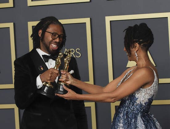 February 9, 2020, Hollywood, California, USA: Director Matthew A. Cherry and producer Karen Rupert Toliver, winners of the Animated Short Film award for Ã¢â‚¬oeHair Love,Ã¢â‚¬Â pose in the press room of the 92nd Academy Awards on Sunday February 9, 2020 at the Dolby Theater in Hollywood, California. BURT HARRIS BNS PI Hollywood USA - ZUMAp124 20200209_zaa_p124_019 Copyright: xBurtxHarrisx