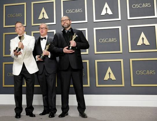 American producers Jonas Rivera, Mark Nielsen and Josh Cooley pose in the press room with the award for Best Animated Film for Toy Story 4 during the 92nd Annual Academy Awards ceremony, at the Dolby Theater in Hollywood, California, US, 09 February 2020. EFE Armando Arorizo 92nd Annual Academy Awards ceremony in Hollywood !ACHTUNG: NUR REDAKTIONELLE NUTZUNG!  Copyright: xArmandoxArorizox AME821 20200210-637169023026197505