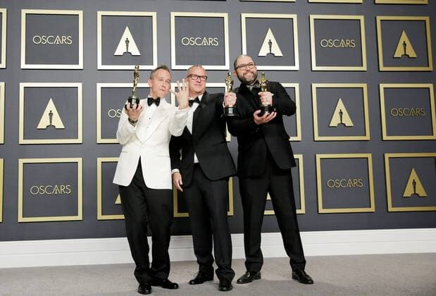 American producers Jonas Rivera, Mark Nielsen and Josh Cooley pose in the press room with the award for Best Animated Film for Toy Story 4 during the 92nd Annual Academy Awards ceremony, at the Dolby Theater in Hollywood, California, US, 09 February 2020. EFE Armando Arorizo 92nd Annual Academy Awards ceremony in Hollywood !ACHTUNG: NUR REDAKTIONELLE NUTZUNG!  Copyright: xArmandoxArorizox AME824 20200210-637169023063729530