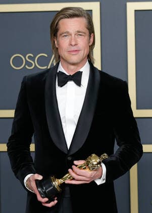 Brad Pitt, winner of Actor In A Supporting Role for Once Upon A Time In Hollywood, appears backstage with his Oscar during the 92nd annual Academy Awards at Loews Hollywood Hotel in the Hollywood section of Los Angeles on Sunday, February 9, 2020.  LAP20200209378 JOHNxANGELILLO