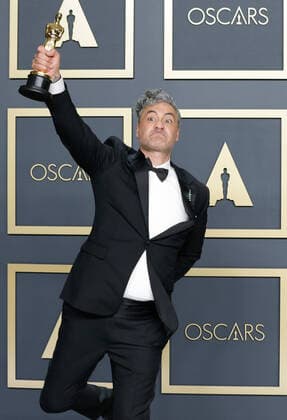 Taika Waititi, winner of the Adapted Screenplay award for Jojo Rabbit, appears backstage with his Oscar during the 92nd annual Academy Awards at Loews Hollywood Hotel in the Hollywood section of Los Angeles on Sunday, February 9, 2020.  LAP20200209428 JOHNxANGELILLO