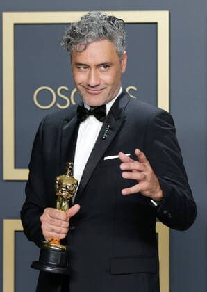 Taika Waititi, winner of the Adapted Screenplay award for Jojo Rabbit, appears backstage with his Oscar during the 92nd annual Academy Awards at Loews Hollywood Hotel in the Hollywood section of Los Angeles on Sunday, February 9, 2020.  LAP20200209429 JOHNxANGELILLO