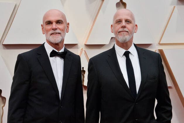 Paul Gooch (L) and David White (R) arrive for the 92nd annual Academy Awards at the Dolby Theatre in the Hollywood section of Los Angeles on Sunday, February 9, 2020.  LAP20200209578 JIMxRUYMEN