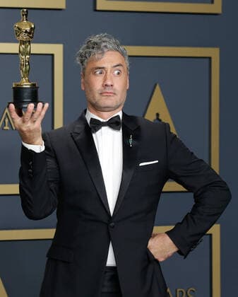 Taika Waititi, winner of the Adapted Screenplay award for Jojo Rabbit, appears backstage with his Oscar during the 92nd annual Academy Awards at Loews Hollywood Hotel in the Hollywood section of Los Angeles on Sunday, February 9, 2020.  LAP20200209437 JOHNxANGELILLO