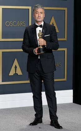 Taika Waititi, winner of the Adapted Screenplay award for Jojo Rabbit, appears backstage with his Oscar during the 92nd annual Academy Awards at Loews Hollywood Hotel in the Hollywood section of Los Angeles on Sunday, February 9, 2020.  LAP20200209435 JOHNxANGELILLO