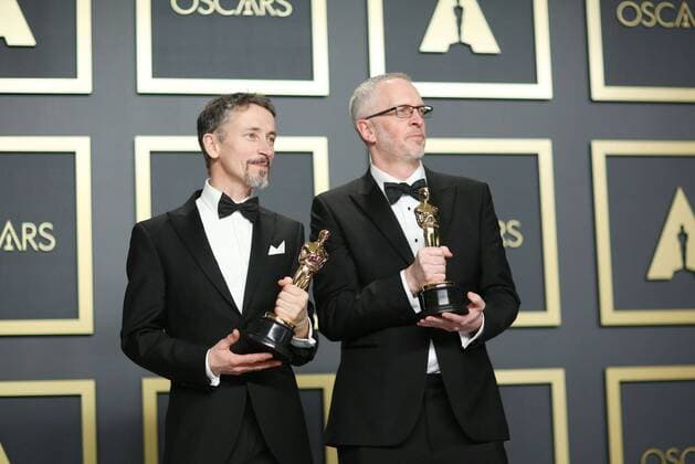 Sound editors Mark Taylor and Stuart Wilson pose in the press room with their Oscar Awards for Sound Mix for the film 1917 during the 92nd Annual Academy Awards ceremony, at the Dolby Theater in Hollywood, California, US, 09 February 2020. EFE Armando Arorizo 92nd Annual Academy Awards ceremony in Hollywood !ACHTUNG: NUR REDAKTIONELLE NUTZUNG!  Copyright: xArmandoxArorizox AME883 20200210-637169064134328616