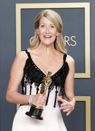 Laura Dern, winner of the Best Actress in a Supporting Role for Marriage Story, appears backstage with her Oscar during the 92nd annual Academy Awards at Loews Hollywood Hotel in the Hollywood section of Los Angeles on Sunday, February 9, 2020.  LAP20200209716 JOHNxANGELILLO