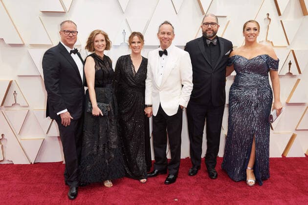 Oscar nominees, Mark Nielsen (L), Jonas Rivera (C) and Josh Cooley (R) arrive with guests on the red carpet of The 92nd Oscars at the Dolby Theatre in Hollywood, CA on Sunday, February 9, 2020. Los Angeles CA USA  Copyright: xNickxAgrox 33967205PLX