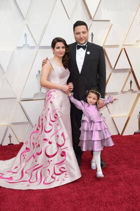 February 9, 2020, Hollywood, California, USA: Oscar nominee, Waad Al-Kateab (L), Hamza Al-Kateab (R) and Sama Al-Kateab arrive on the red carpet of The 92nd Oscars at the Dolby Theatre in Hollywood, CA on Sunday, February 9, 2020. Hollywood USA - ZUMAz03_ 20200209_sha_z03_259 Copyright: xAMPASx