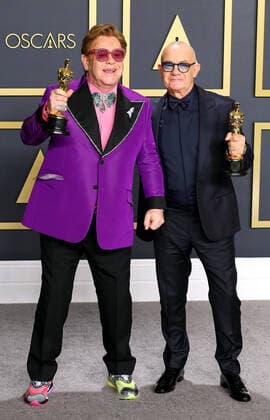 February 9, 2020, Hollywood, CA, USA: HOLLYWOOD, CA - FEBRUARY 9: Bernie Taupin, Elton John pose in the press room during the 92nd Annual Academy Awards at Loews Hollywood Hotel on February 9, 2020 in Hollywood, California. Photo: Christopher Victorio imageSPACE Hollywood USA - ZUMAs181 20200209_zea_s181_271 Copyright: xImagespacex