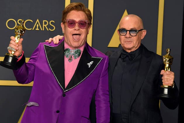 February 9, 2020, Los Angeles, California, USA: ELTON JOHN and BERNIE TAUPIN in the Press Room during the 92nd Academy Awards, presented by the Academy of Motion Picture Arts and Sciences (AMPAS), at the Dolby Theatre in Hollywood. Los Angeles USA - ZUMAz03_ 20200209_mda_z03_383 Copyright: xKevinxSullivanx