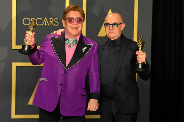February 9, 2020, Los Angeles, California, USA: ELTON JOHN and BERNIE TAUPIN in the Press Room during the 92nd Academy Awards, presented by the Academy of Motion Picture Arts and Sciences (AMPAS), at the Dolby Theatre in Hollywood. Los Angeles USA - ZUMAz03_ 20200209_zbp_z03_384 Copyright: xKevinxSullivanx