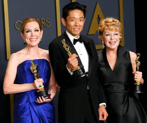February 9, 2020, Hollywood, CA, USA: HOLLYWOOD, CA - FEBRUARY 9: Anne Morgan, Kazu Hiro, Vivian Baker poses in the press room during the 92nd Annual Academy Awards at Loews Hollywood Hotel on February 9, 2020 in Hollywood, California. Photo: Christopher Victorio imageSPACE Hollywood USA - ZUMAs181 20200209_zea_s181_249 Copyright: xImagespacex