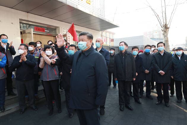(200210) -- BEIJING, Feb. 10, 2020 -- Chinese President Xi Jinping, also general secretary of the Communist Party of China (CPC) Central Committee and chairman of the Central Military Commission, inspects the novel coronavirus pneumonia prevention and control work in Beijing, capital of China, on Feb. 10, 2020. Xi visited Anhuali Community, Chaoyang District of Beijing to learn about the epidemic prevention and control at the primary level and the supply of daily necessities. He also extended regards to residents and community workers. ) CHINA-BEIJING-XI JINPING-CORONAVIRUS CONTROL-INSPECTION (CN) PangxXinglei 