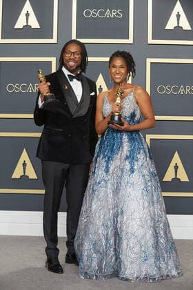 Karen Rupert Toliver and Matthew A. Cherry pose backstage with the Oscar for Animated Short Film during the live ABC Telecast of The 92nd Oscars at the Dolby Theatre in Hollywood, CA on Sunday, February 9, 2020. Los Angeles CA USA  Copyright: xNickxAgrox 339671002PLX