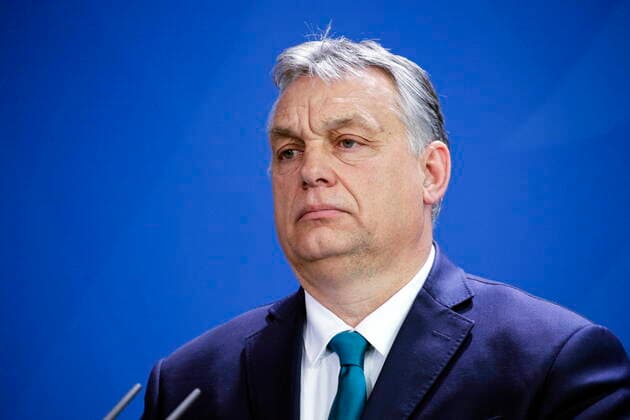10 02 2020, Berlin, Germany Press statements by Chancellor Angela Merkel and the Prime Minister of the Republic of Hungary, Viktor Orban, before the joint meeting in the Federal Chancellery Photo Viktor Orban, Prime Minister of Hungary