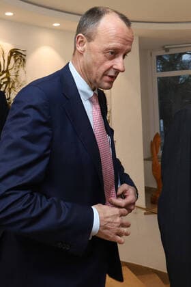 Friedrich Merz CDU re CDA Award ceremony Roswith Oerter Prize to Heinrich Weiss Owner SMS Group on 10 02 2020 in Siegen Germany