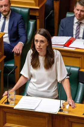 NZ PARLIAMENT WELLINGTON, Jacinda Ardern, New Zealand Prime Minister speaking in the chamber on the first day of a new parliamentary session at Parliament House in Wellington, New Zealand, Tuesday, February 11, 2020. ( NO ARCHIVING, EDITORIAL USE ONLY, NO USE IN BOOKS WITHOUT CONSENT WELLINGTON NEW ZEALAND  Copyright: xDAVIDxROWLANDx 20200211001448456059