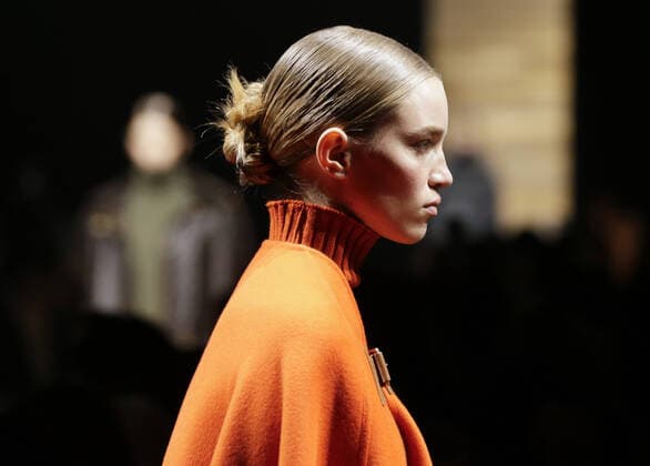 A model walks on the runway at the Michael Kors FW20 Runway Show on February 12, 2020 in New York City.  NYP20200212107 JOHNxANGELILLO