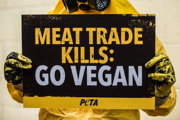 2020 Bilder des Jahres, News 02 Februar News Themen der Woche KW07 News Bilder des Tages February 13, 2020, Manila, Metro Manila, Philippines: People for the Ethical Treatment of Animals (PETA) supporters wearing biohazard suits protest outside the Department of Health (DOH) in Manila, Philippines. The animal rights organization blames meat for the spread of coronavirus and urge everyone to go vegan. Manila Philippines - ZUMAd203 20200213_zip_d203_001 Copyright: xLisaxMariexDavidx