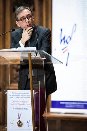 Paris, France, February 12th, 2020 - National Awards Ceremony for the Class of 2019 Winners of the competition Un des Meilleurs Apprentis de France - Rector of the Paris Academy Gilles Pecout  Copyright: xAlexisxSciardx