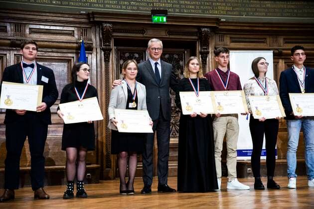 Paris, France, February 12th, 2020 - National Awards Ceremony for the Class of 2019 Winners of the competition Un des Meilleurs Apprentis de France - French Finance and Economy Minister Bruno Le Maire  Copyright: xAlexisxSciardx