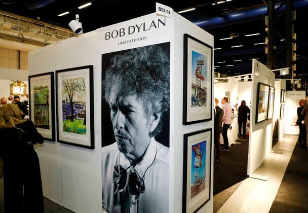 Artwork by Bob Dylan displayed at Antikmassan 2020, Stockholm Fair, Älvsjö 2020 02 12 c Patrik C Österberg TT Code 2857 Stockholm Sweden x2857x,  Copyright: xPatrikxÖsterberg TTx Antikmässan 2020