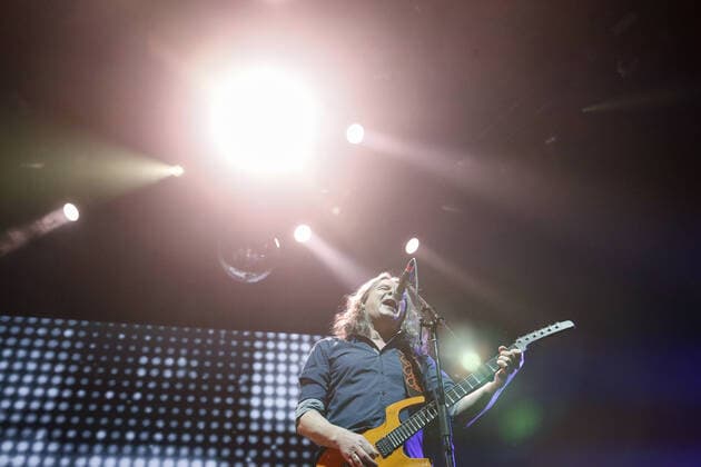 MOSCOW, RUSSIA - FEBRUARY 13, 2020: Sergei Chigrakov, leader of the Chizh & Co Russian rock band, performs during the 13th Chartova Dyuzhina annual music awards ceremony at VTB Arena - Dynamo Central Stadium. Artyom Geodakyan TASS  TS0CE277