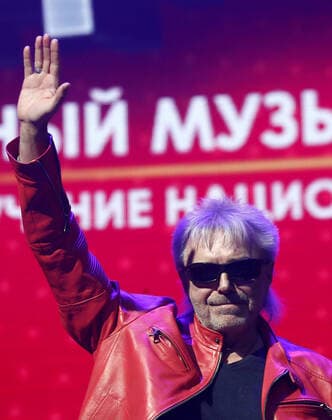 MOSCOW, RUSSIA - FEBRUARY 13, 2020: Konstantin Kinchev, leader of the Alisa Russian rock band, performs during the 13th Chartova Dyuzhina annual rock music awards ceremony at VTB Arena - Dynamo Central Stadium. Artyom Geodakyan TASS  TS0CE2B5