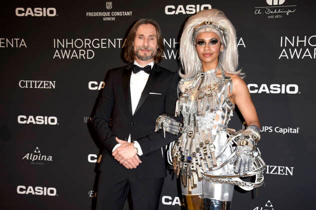 Marc Czemper with Casio Model at the presentation of the 4 Inhorgenta Award 2020 at BMW Welt Munich, 16 02 2020 Foto:xS.xAdamx xFuturexImage