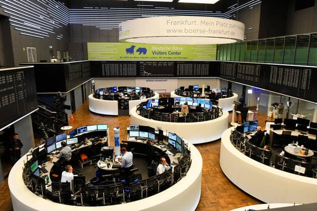 Germany, Frankfurt, 18 02 2020 View into the Boersensaal Boersensaal of the Deutsche Boerse AG