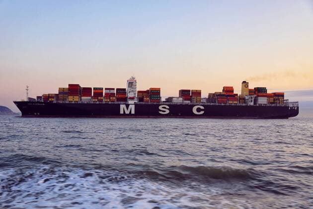NINGBO, CHINA - FEBRUARY 21: A MSC Industrial Direct CAPELLA container ship sails into the Port of Ningbo-Zhoushan at sunrise on February 21, 2020 in Ningbo, Zhejiang Province of China.  Copyright: xVCGx CFP111271414757